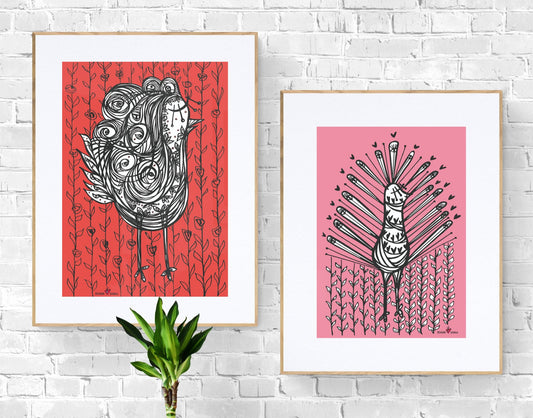 De Gallinita a Pavo Real (colección 3 prints)
